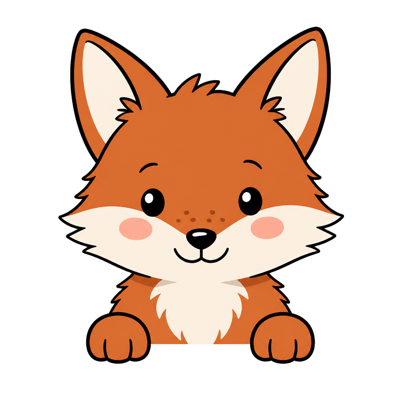 Flick the fox peeking over a colourful horizon